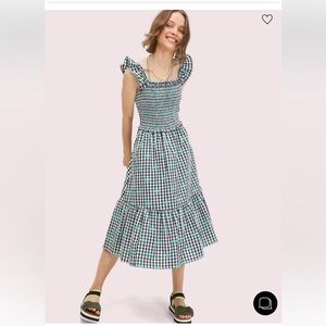 Kate Spade gingham voile smocked dress